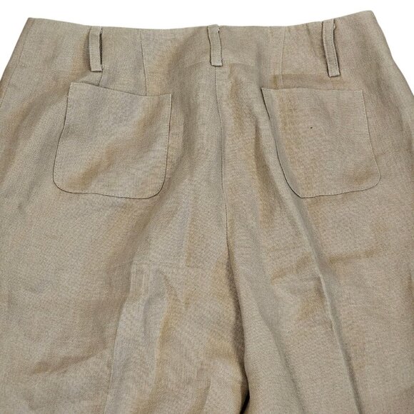 Retro Talbots Irish Linen Pants Lined Tapered 90s Ankle Tan Minimalist Old Money - Picture 8 of 14